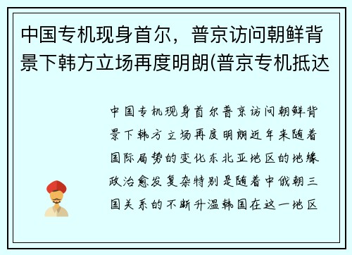 中国专机现身首尔，普京访问朝鲜背景下韩方立场再度明朗(普京专机抵达北京)