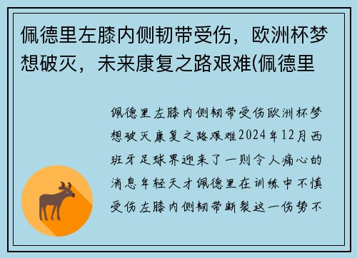 佩德里左膝内侧韧带受伤，欧洲杯梦想破灭，未来康复之路艰难(佩德里 前腰)